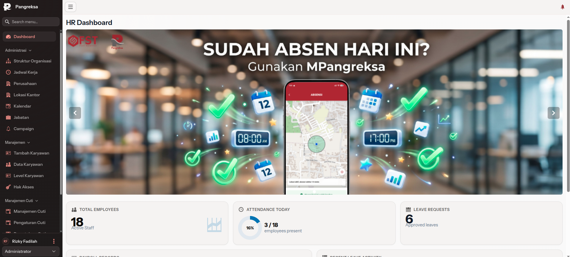 Pangreksa HRIS Dashboard